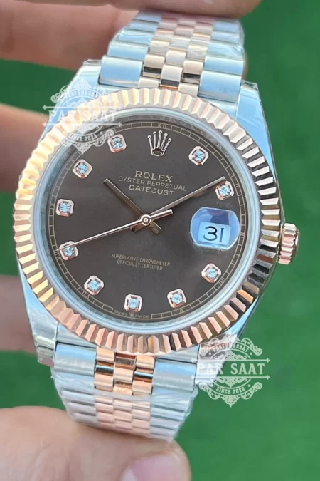 Rolex Datejust Chocolate Diamond Two Tone Rose