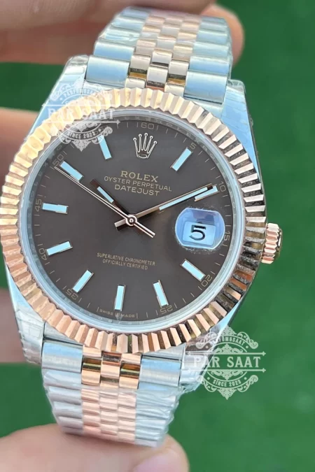 Rolex Datejust Two Tone Rose Gold Chocolate Dial