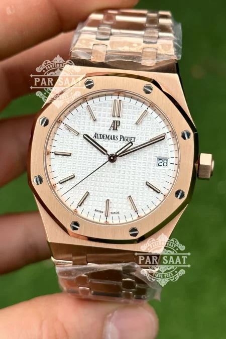 AP Royal Oak Rose Gold Beyaz Kadran 15500ST