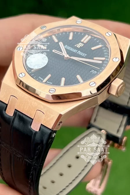 AP Royal Oak Rose Siyah Kadran Deri Kordon 15500ST