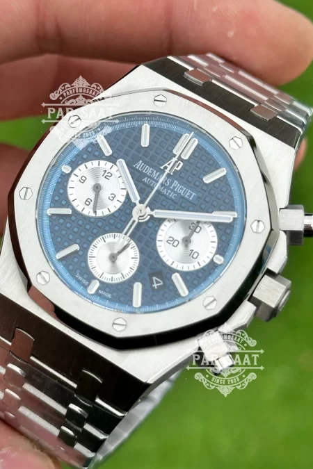 AP Royal Oak Chronograph Blue Silver Eta Saat