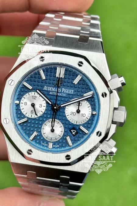 AP Royal Oak Chronograph Blue Silver Eta Saat